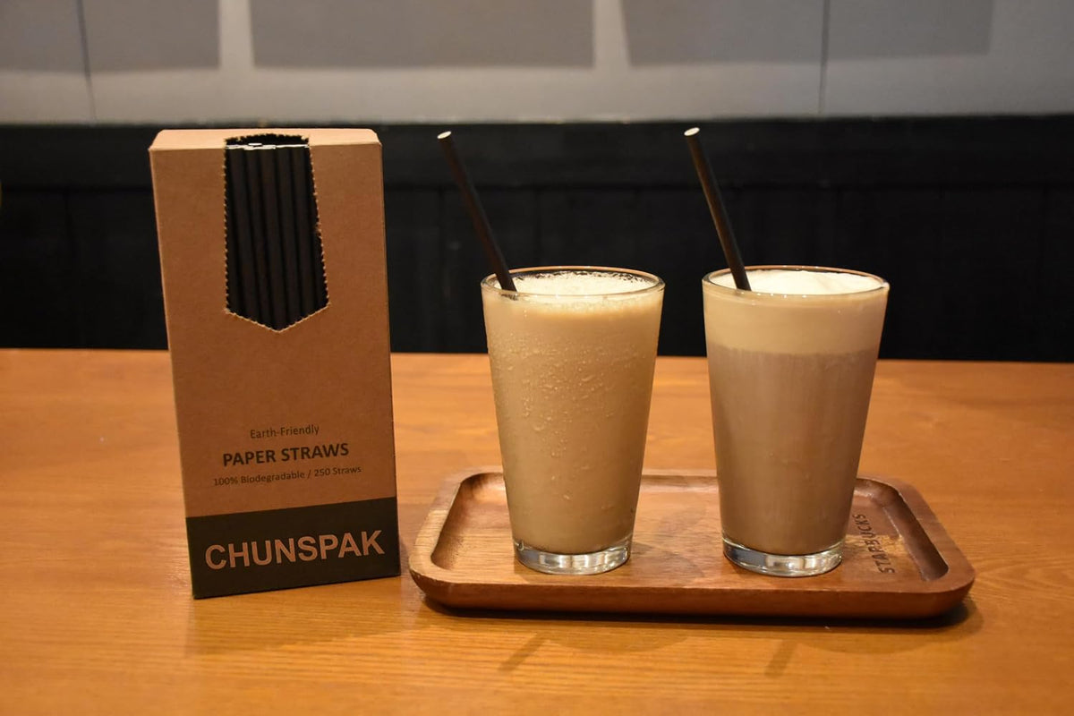 7.75" Black Paper Straws Drinking Cocktail Drink 250 ct Disposable