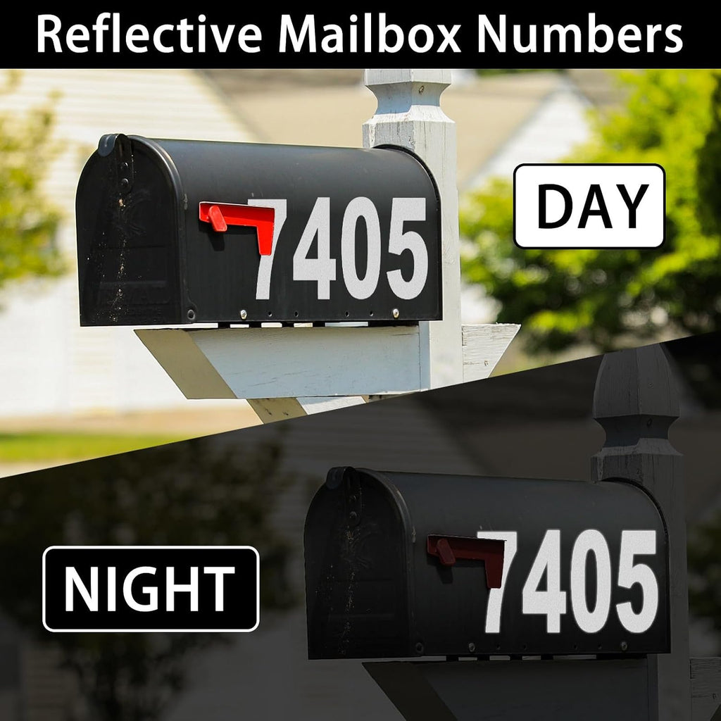 3 Inch Reflective Mailbox Numbers Sticker for Outside(0-9, 5 Sets) | Strong Self Adhesive Vinyl House Numbers for