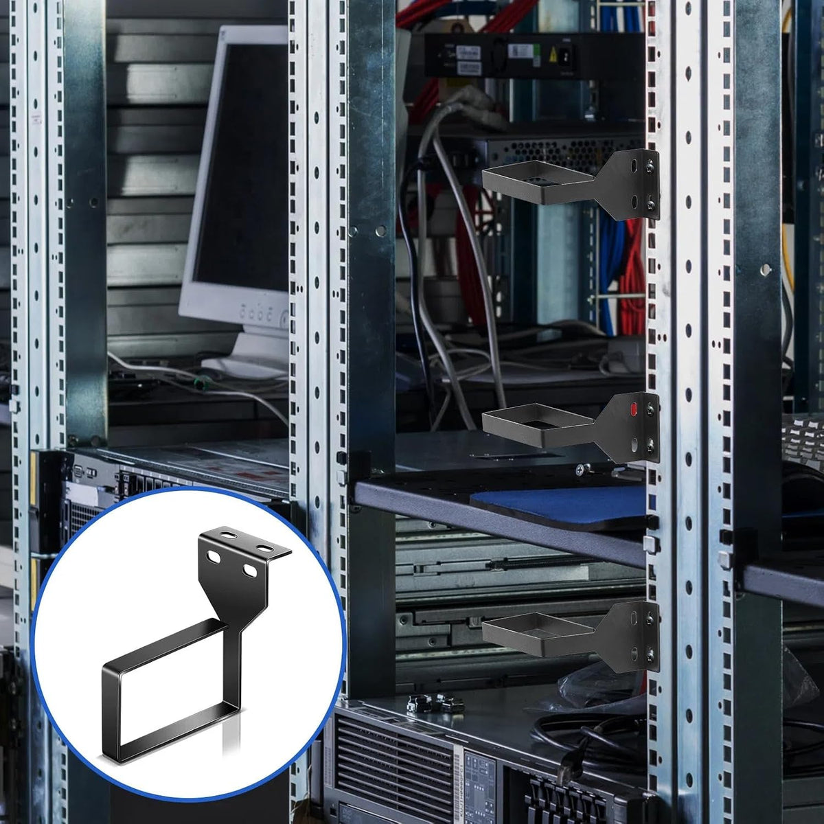 Tudomro 10 Pcs Vertical D Ring Cable Management Rack for Server, Black