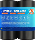 40 Camping Toilet Bags, Biodegradable Compostable for 5 Gal Bucket Toilet | Portable Travel Potty Bag for Portable