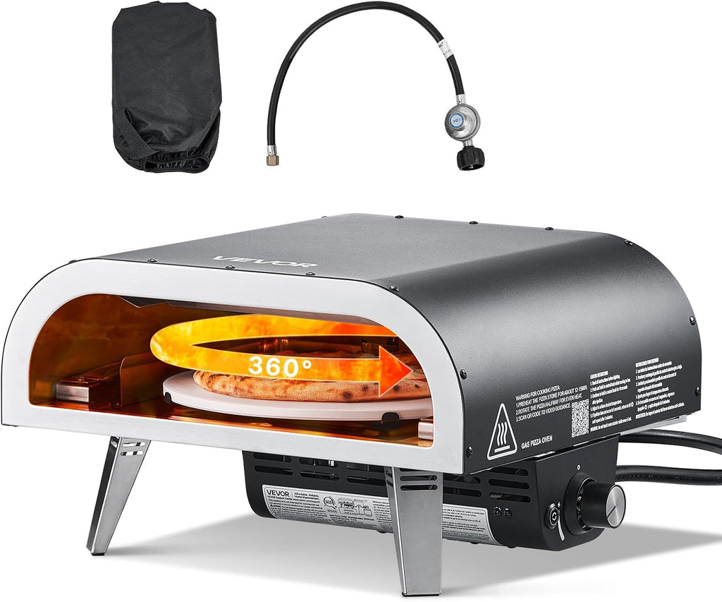 Propane Outdoor Pizza Oven, 12 in Auto Rotating Propane Gas Pizza Ovens, Portable Pizza Cooker with Electric Rotation
