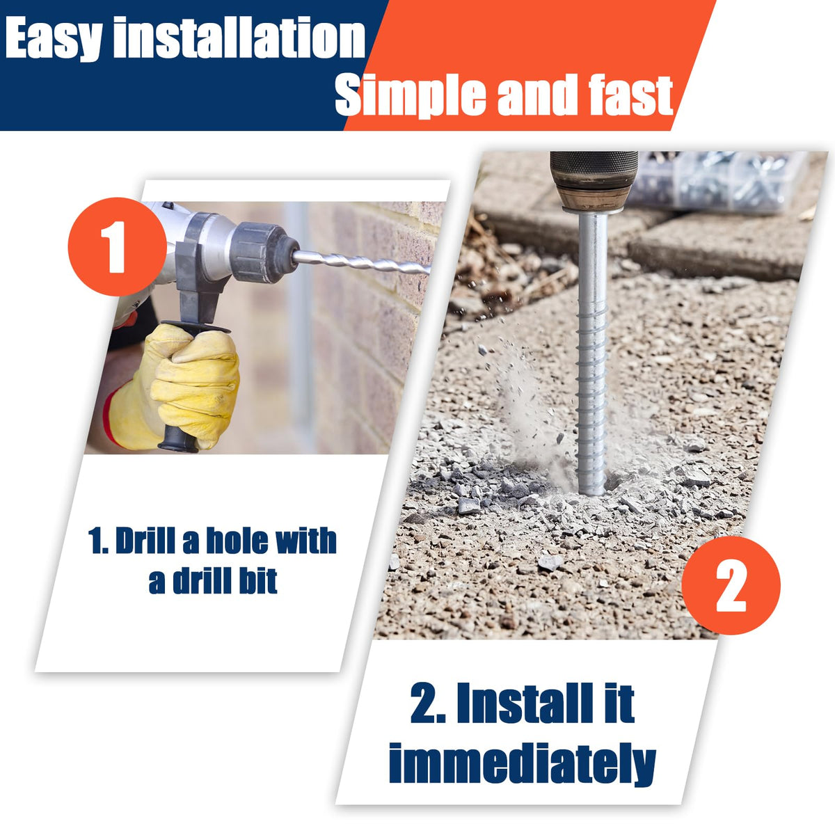 20 Pack 5/8 x 8 Concrete Anchors and Screw Kits Galvanized