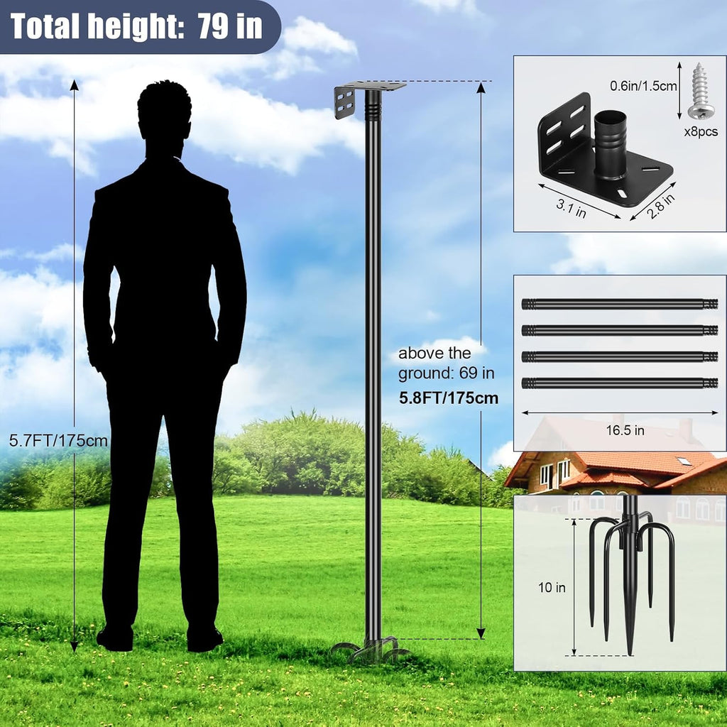Smart Bird Feeder Pole 1-Inch Dia 2 Pack 79 Inch Bluebird House Pole for Outdoors Weather Station Heavy Duty Metal