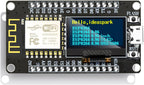 NodeMCU ESP8266 Development Board with 0.96 Inch OLED Display, CH340 Driver, ESP-12E WiFi Wireless Module, and Micro USB Works Great for Arduino IDE/Micropython Programming (Pin Header Soldered)