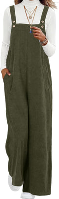 Corduroy Jumpsuits for Women Casual Wide Leg Rompers Fall