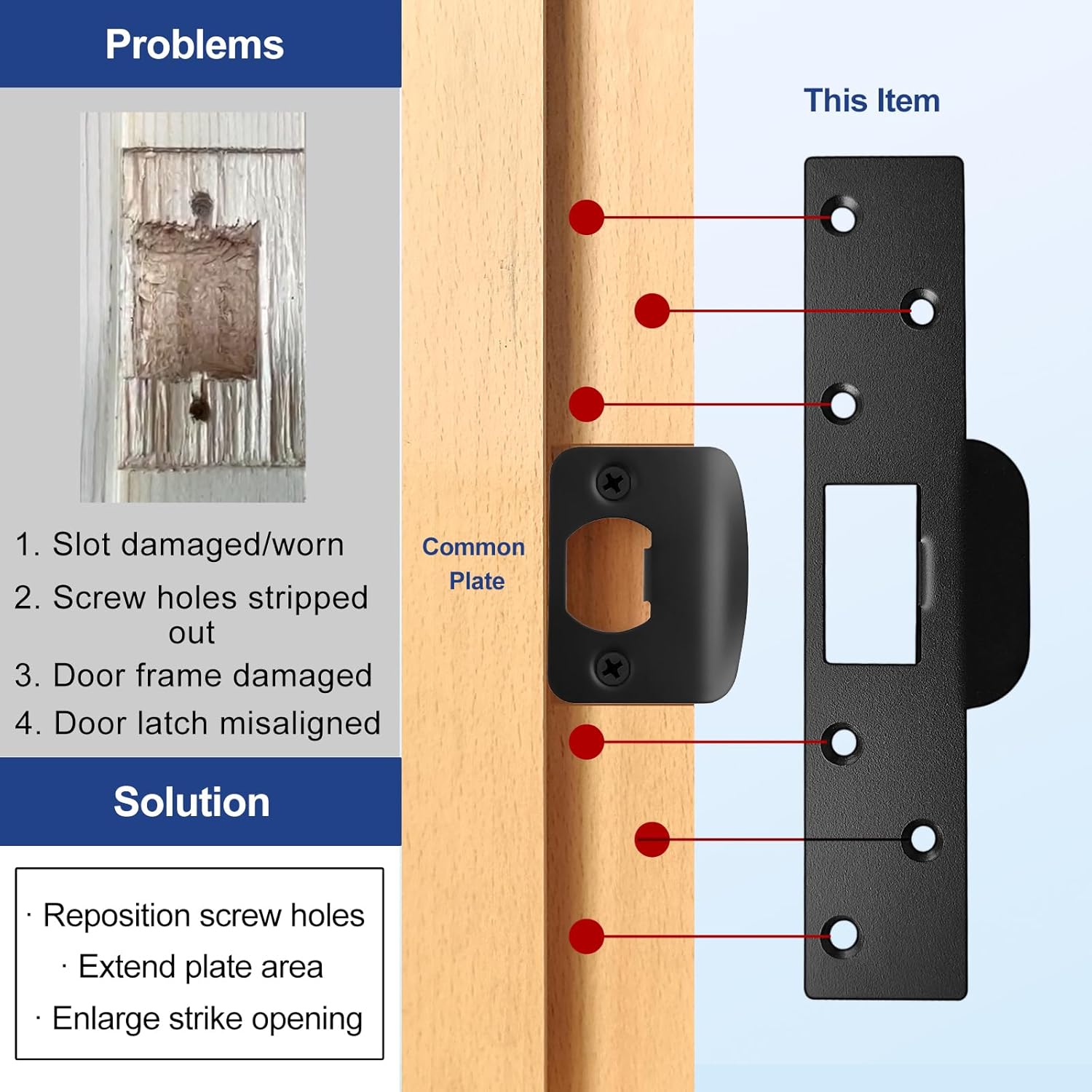 Extra-Long Door Strike Plate, Extended Length/Height