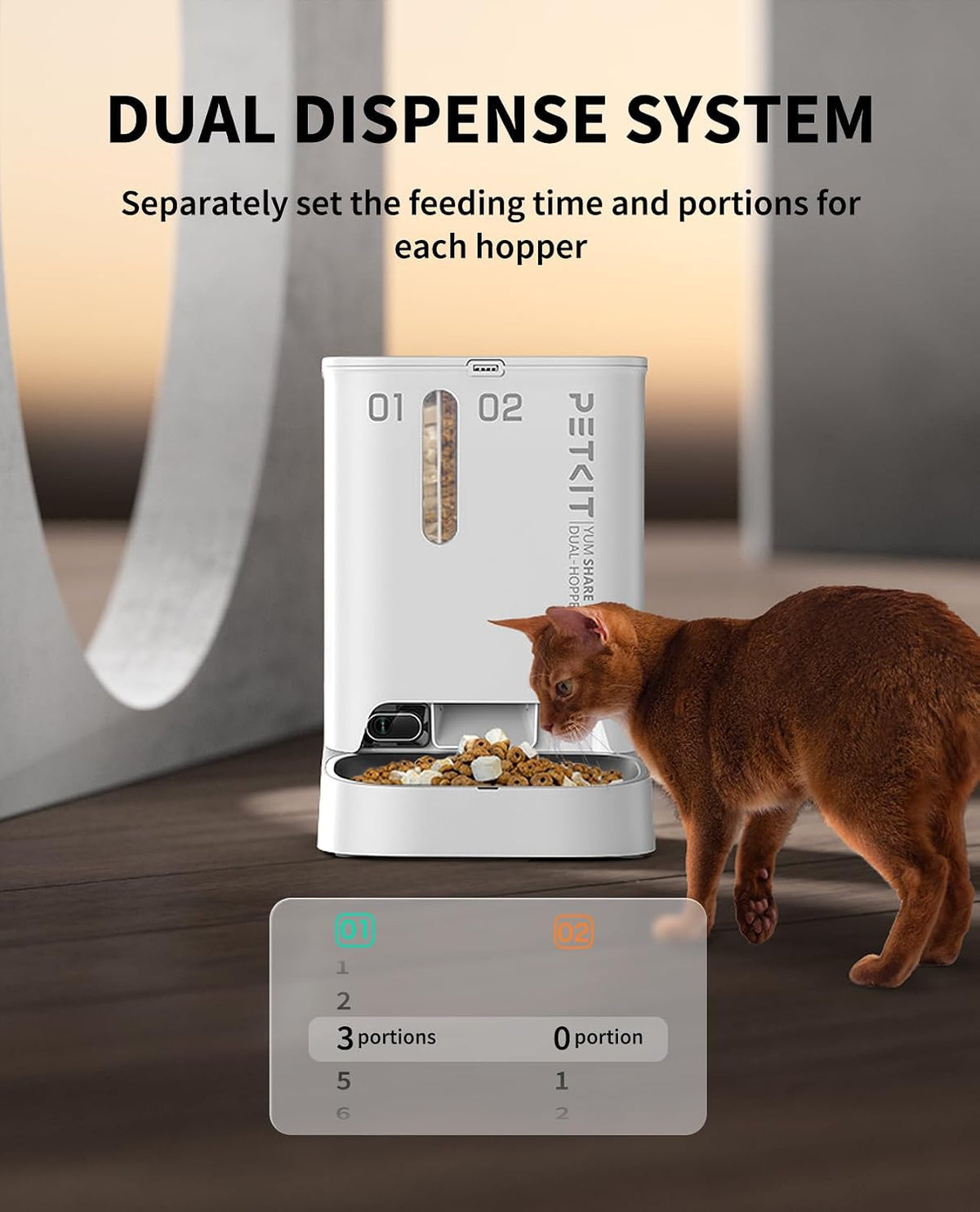 Automatic Cat Dog Feeder with Camera, AI-Powered Motion Capturing, 1080P HD Video with Night Vision, 2.4G WiFi Pet