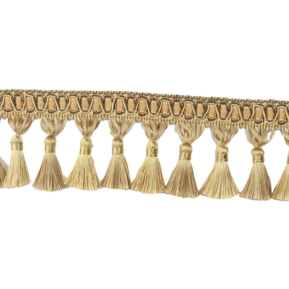 6.5 Yard Handmade Tassel Fringe Trim Hand Knitting-Gold