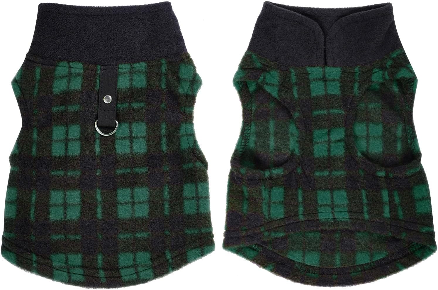 1 PC Plaid Dog Sweaters with Leash Ring Soft Fleece Vest Dogs Pullover Warm Jacket Pet Dogs Clothes Winter Dog