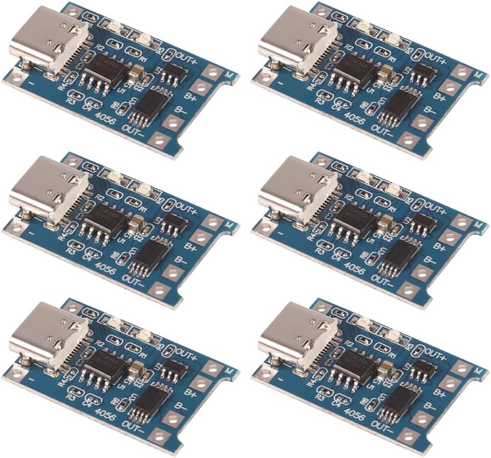 6PCS TP4056 Type-C USB Charging Module 5V 1A 18650 Lithium Battery Charging Board Power Charger Board with Protection