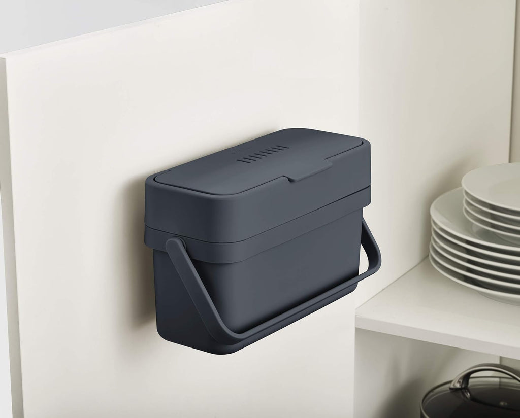 Joseph Joseph Compo Mountable Food Waste Caddy, Easy-Fill with Adjustable Air Vent Compost Bin, 4 Liters/1 Gallon