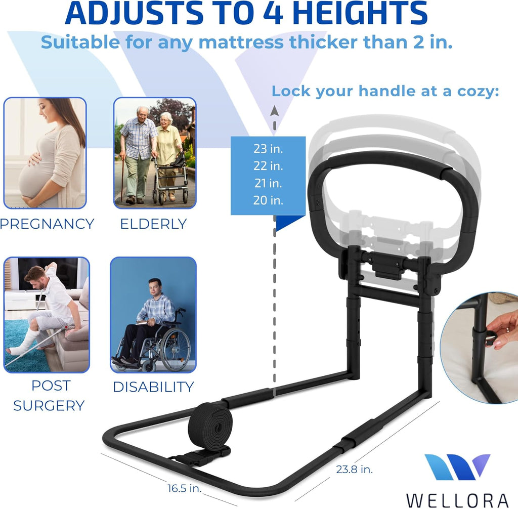 Sturdy Bed Rails for Elderly Adults Safety - Foldable & Adjustable Bed Rail - Supports up to 330lbs - Fit King