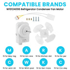 W10124096 Refrigerator Condenser Fan Motor Kit, Motor Blade and Screws