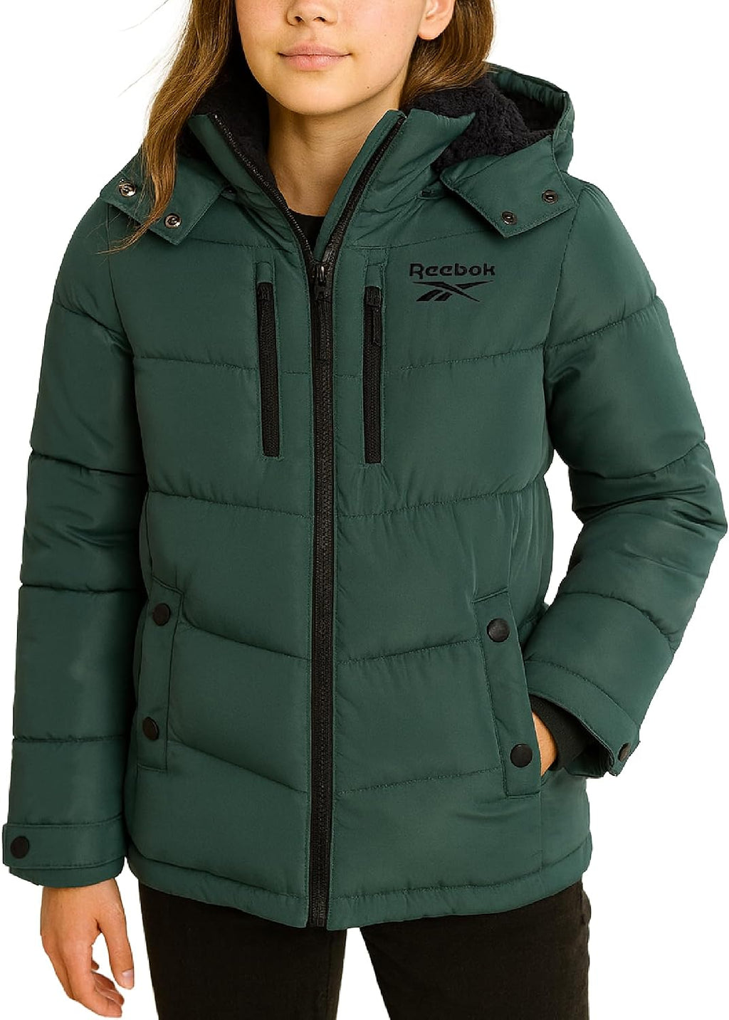 Girls Winter Coat - Heavyweight Quilted Puffer Jacket with Pockets | Weather-Resistant Shell Featuring Plush Lining
