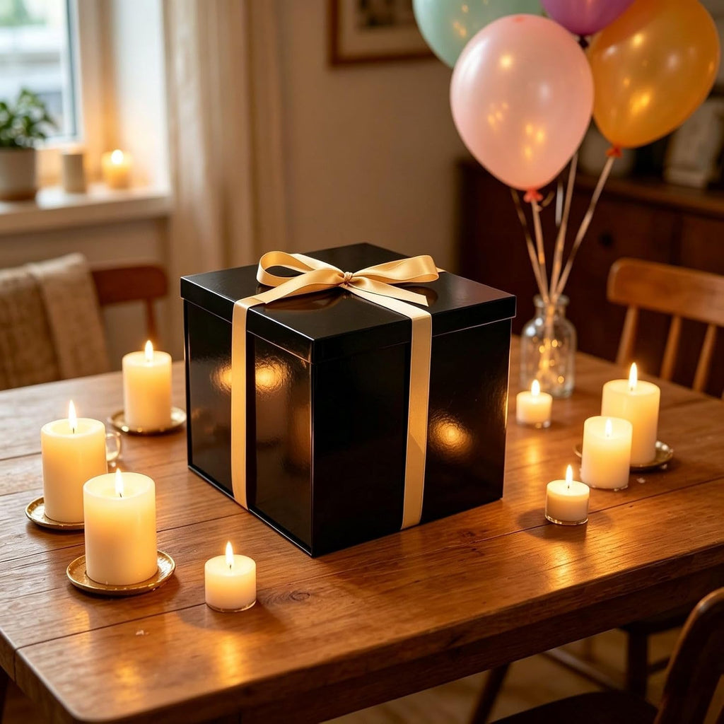Black Gift Box with Lid 10x10x8 Inches Black Box