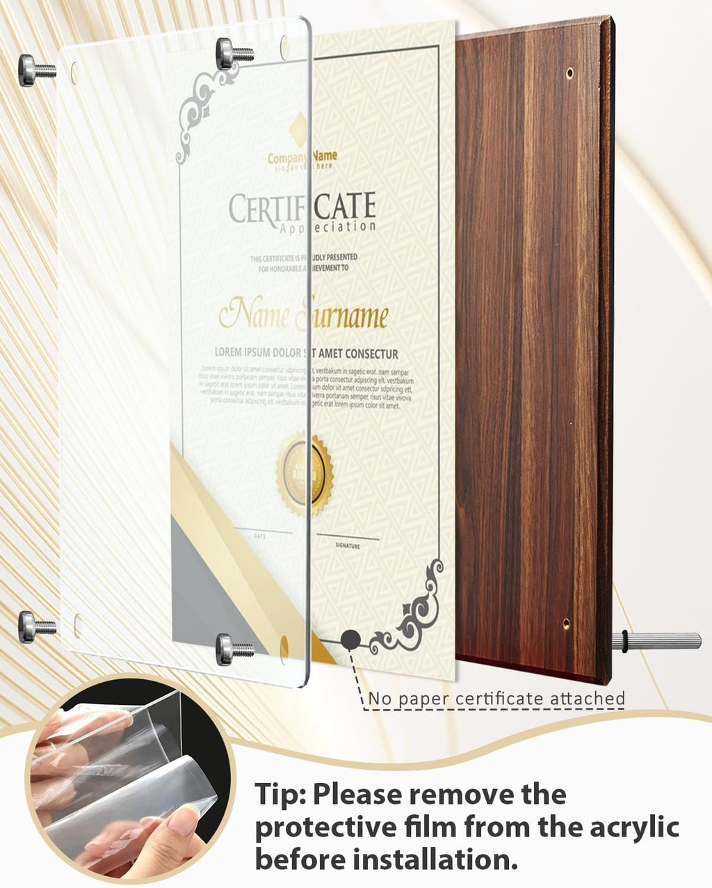 14.88x11.22"Certificate Display Plaque,Wood Certificate Frame Holder | Wood Plaque, Employee Appreciation Plaques