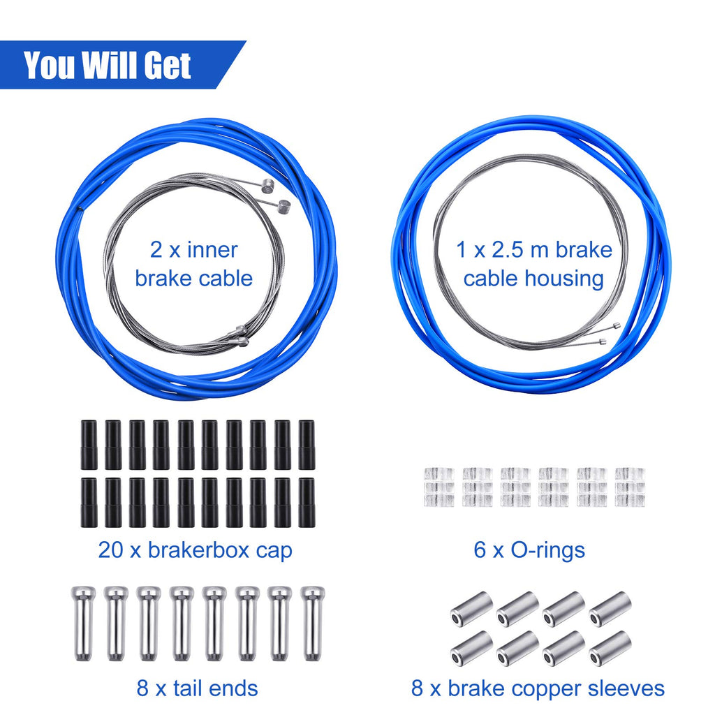 Universal Bike Brake Cable Kit Bicycle Cable Housing Set, Blue