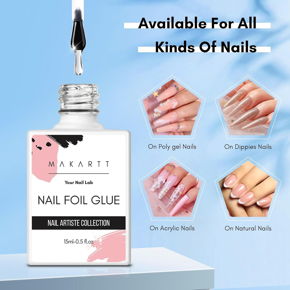 Nail Foil Glue Transfer Gel for Nail Art Stickers 15ML