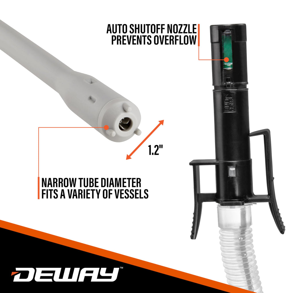 Deway Stick Fuel Pump, Auto-Stop + Beep Alert, 15in, D-Battery, 2.4 GPM