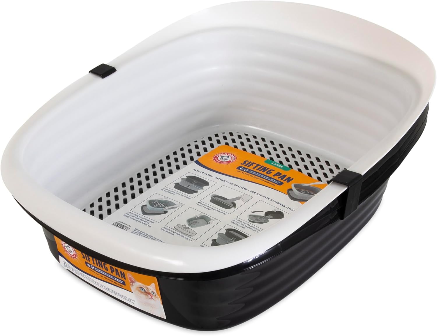 Large Sifting Litter Box Scoop Free Cat Litter Tray with Microban, Made in USA