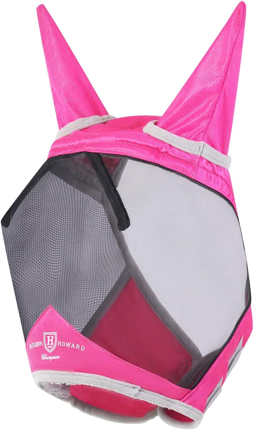 CareMaster Pro Luminous Fine Mesh UV-proof Fleece Padding Fly Mask Half Face Flamingo (L; Full Size)