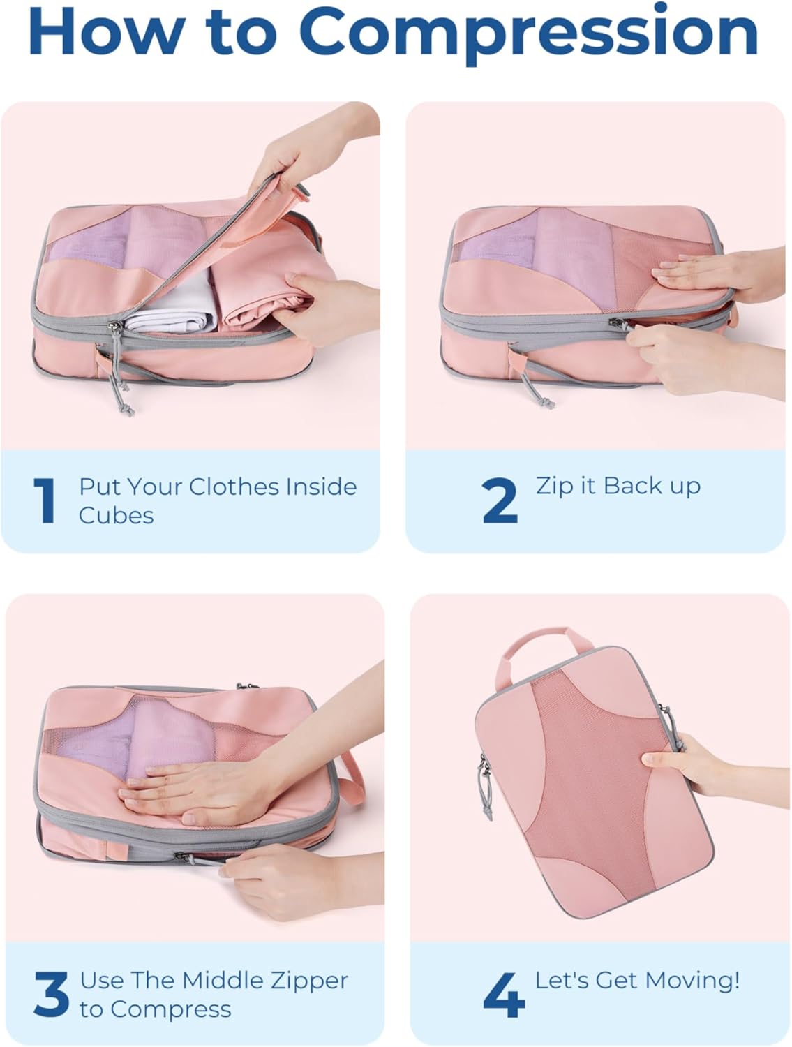 Compression Packing Cubes for Travel, 6 Set/14 Set Compressible Luggage Organizer for Cruise Ship, Lightweight Travel