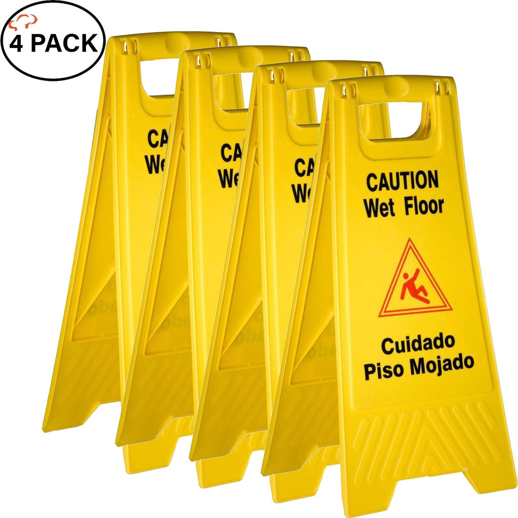 Yellow Wet Floor Caution Sign, 2-sided Fold-out, Floor Safety Sign, Caution Wet Floor 24-inch By 12-inch Cuadado Piso
