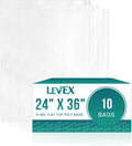 24" x 36" (10 Count) Open End Flat Top - 6-Mil Super Heavy Duty Clear Poly Bags for Packaging, Shipping, Storage &