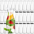 24 Pcs Plastic Water Carafe with Lid 32 Oz Clear,White, Black Cap