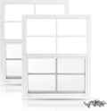 2 Pack Shed Window 14" x 21" - Ultra Thick White Aluminum Flush Mount with Tempered Glass and Screen - Shed Windows