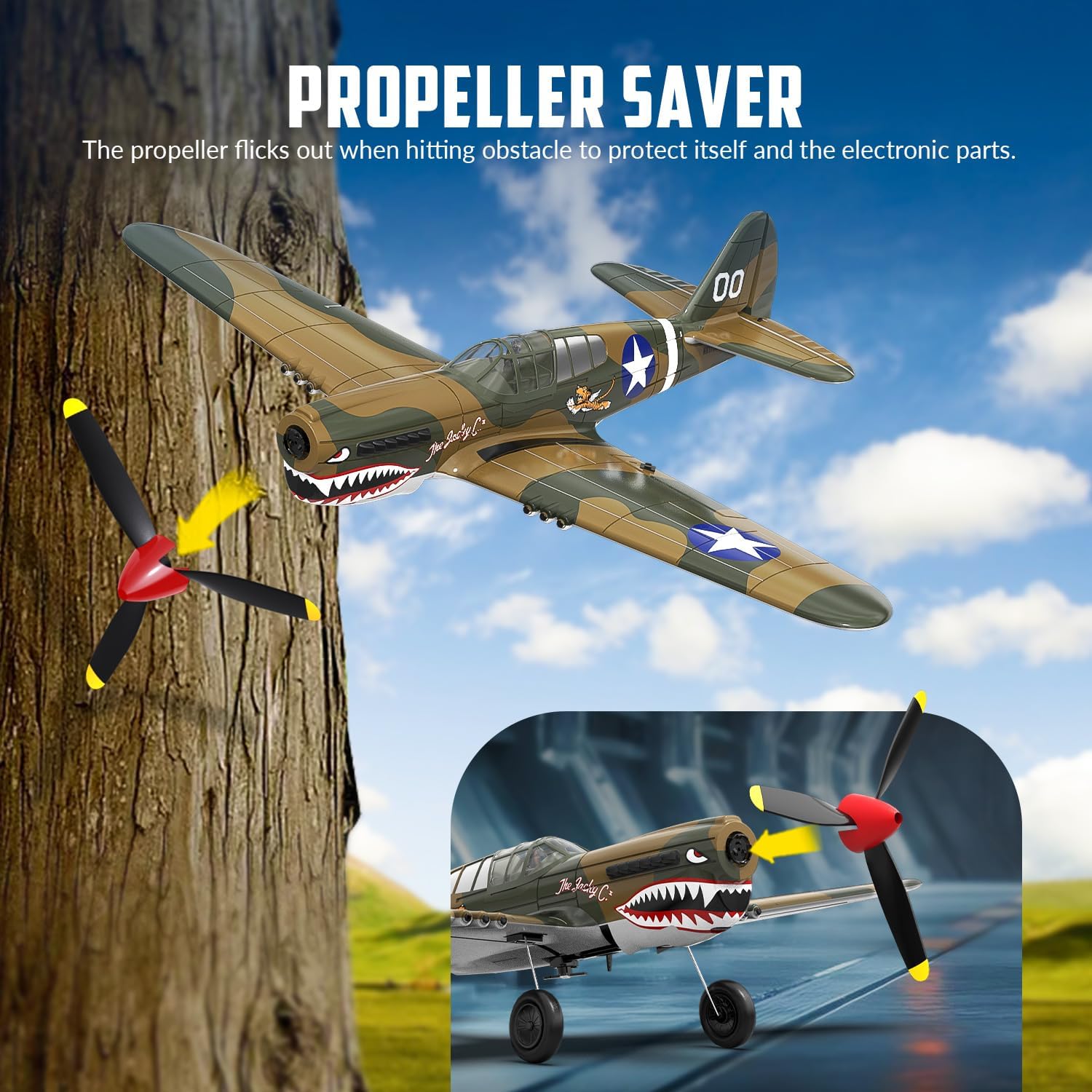 RC Plane, 4CH Remote Control Airplane for Beginners & Adults | P-40 Warhawk RTF, Xpilot Stabilization System, 6-Axis