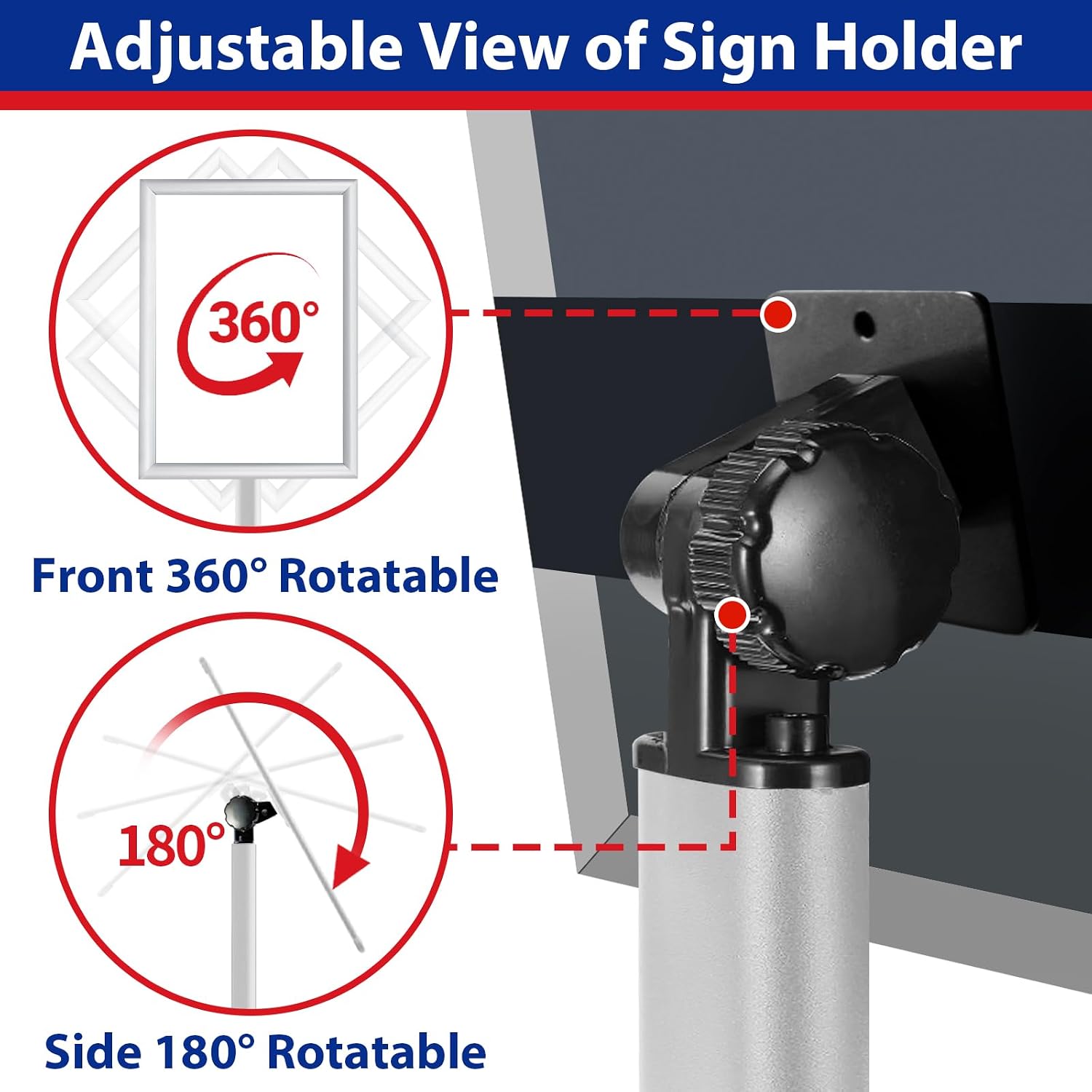 Pedestal Sign holder Stand 8.5x11inch Adjustable Standing Floor Sign Stand with Heavy Base & Snap Frame Display Stand