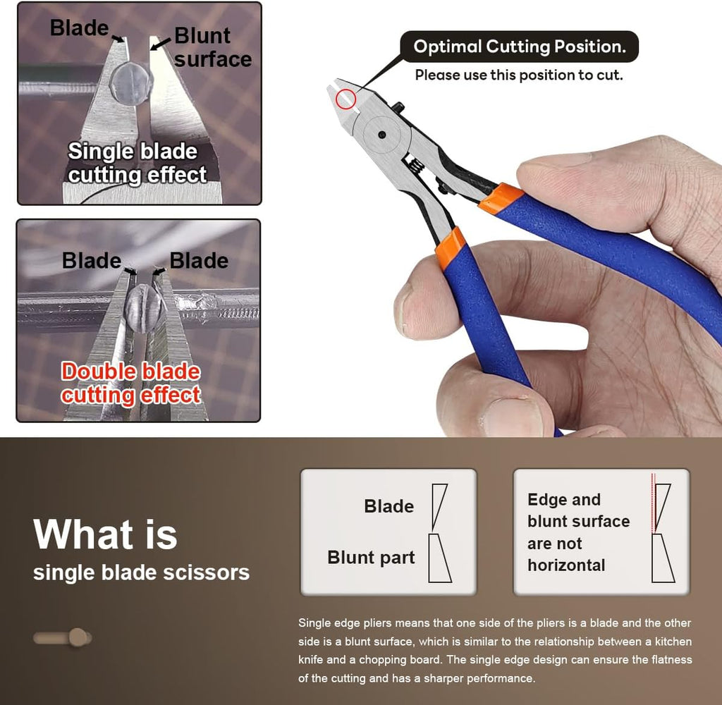 Model Nippers, Sprue Cutter with Ultra-thin Single-Blade | Stiff Spring , Hobby Nippers for Gundam Repairing Plastic