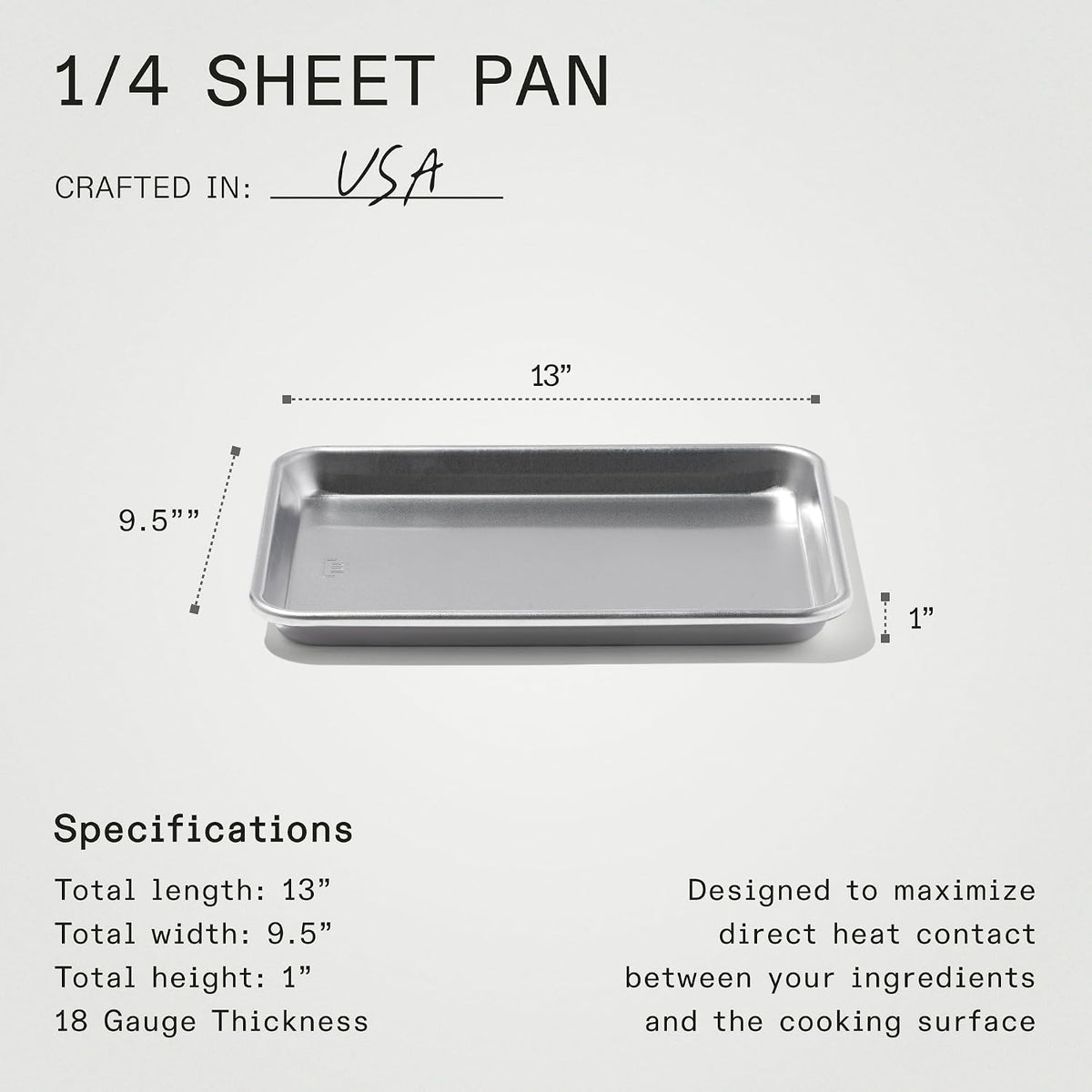 Cookware - Quarter Sheet Pan - Commercial Grade Aluminum - Professional Bakeware