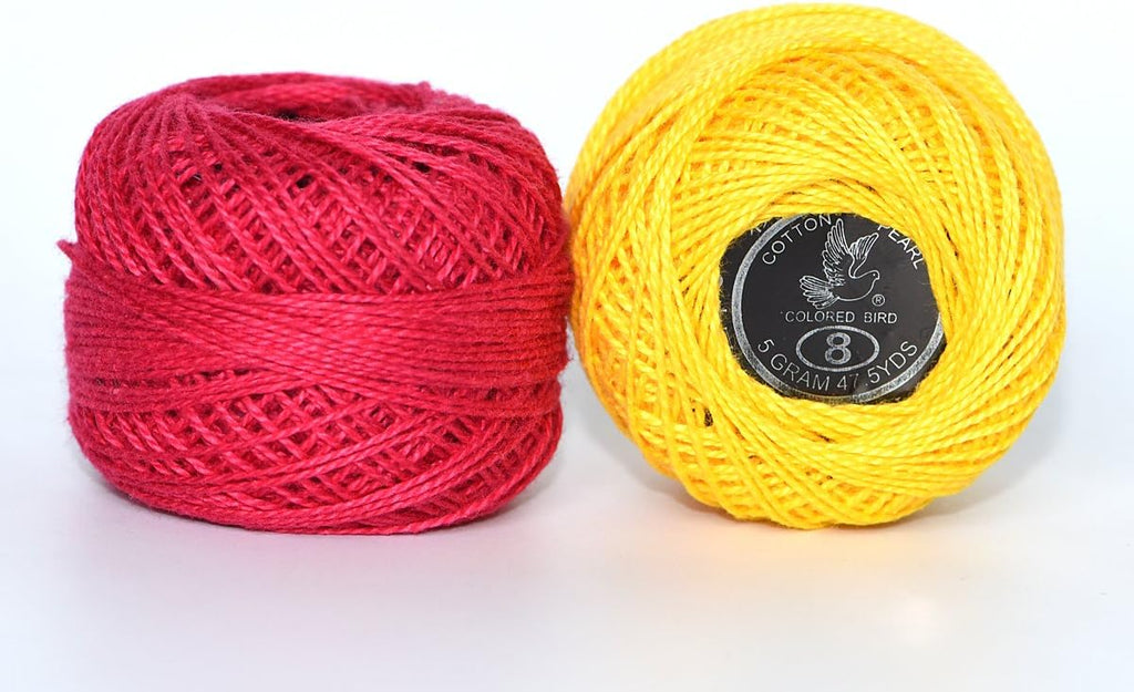 48 Crochet Thread Set Balls 100% Long-Staple Cotton Rainbow Colors of Size 8 Threadand Free 30 Golden Needles 48