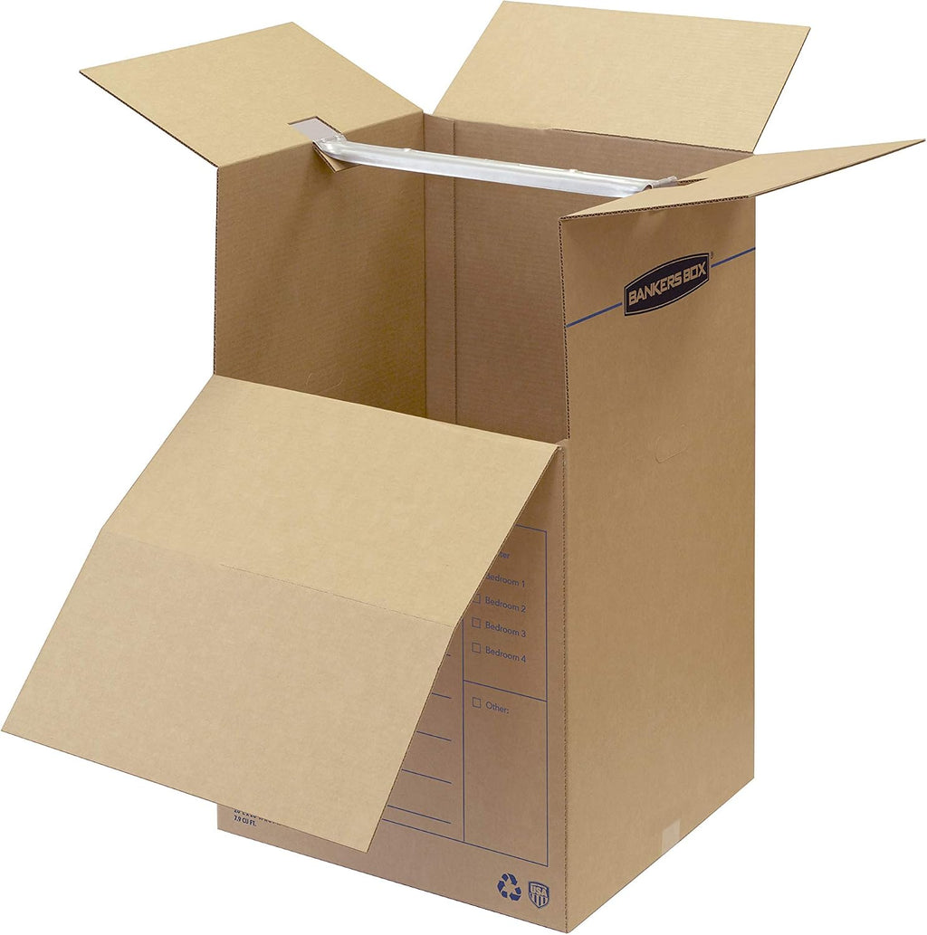 ‎Bankers Box 3-Pack Tall Wardrobe Moving Boxes, 24" x 24" x 40"