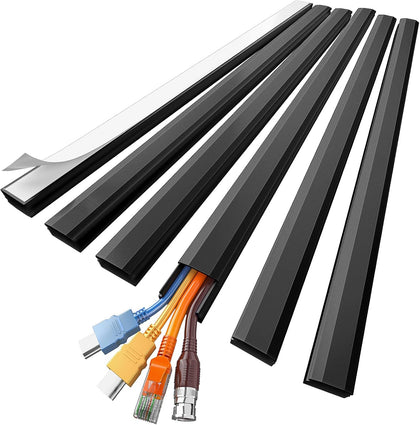 Black Cord Hider, 85in Cord Covers for 3-4 Wires on Wall, Large Cable Hider, Premium Wire Covers for Cords on Wall