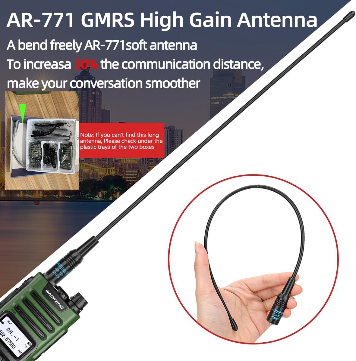 GMRS Radio Handheld Long Range GM-15 Pro 8W Walkie Talkie with Earpiece NOAA Weather Receiver Rechargeable GMRS