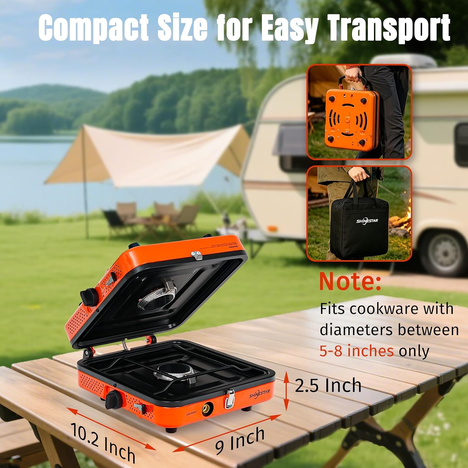 2 Burner Portable Propane Camping Stove, 17000 BTUs | Foldable Gas Stove for Camping, Outdoor Cooking, RV Trips, or