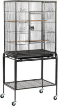 53-inch Bird Cage with Wheels, Durable Wrought Iron Parakeet Cage with Slide Out Tray, Black Bird Cages for