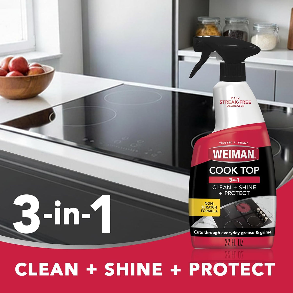 Daily Cooktop Cleaner & Degreaser, 22 Fl Oz with Microfiber Cloth