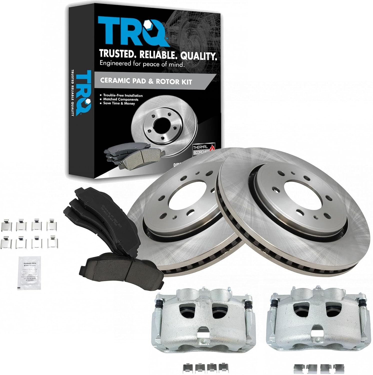 Front Brake Pad Caliper and Rotor Kit Ceramic for Ford | for 2012-2017 Ford F-150 with 6 Lug Wheels Ceramic