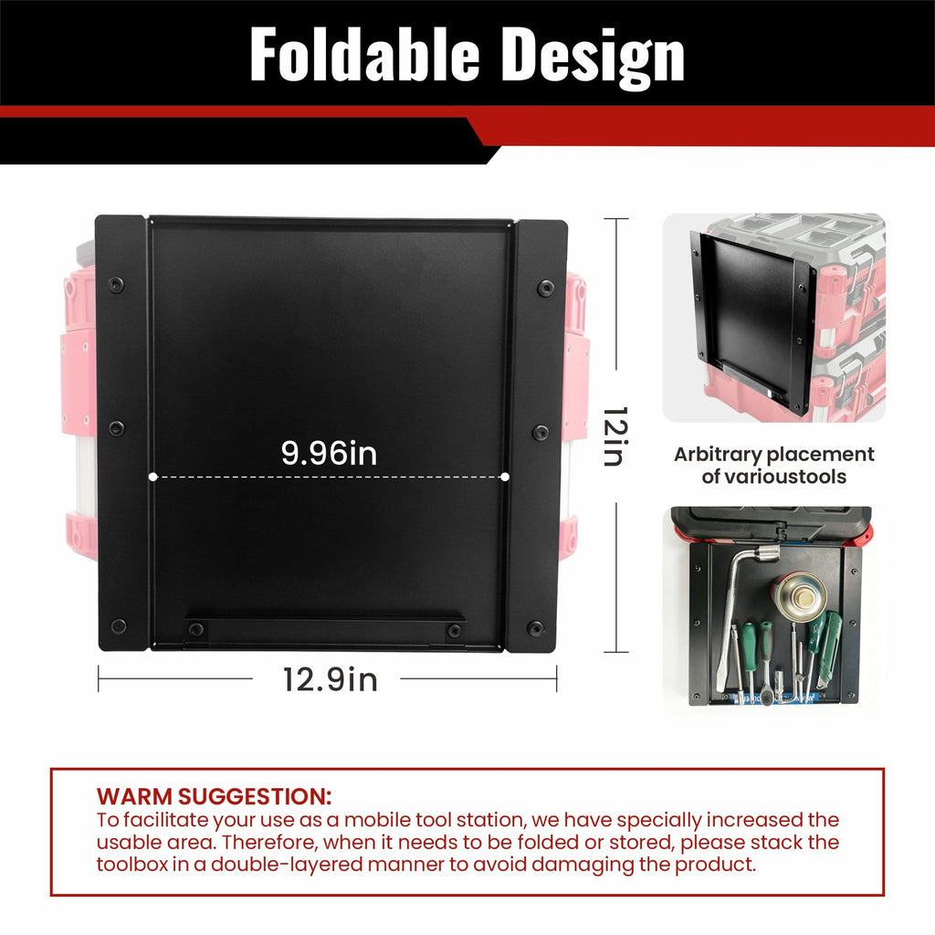 Folding Magnetic Workbench Fits Milwaukee Packout Toolbox, No Drilling