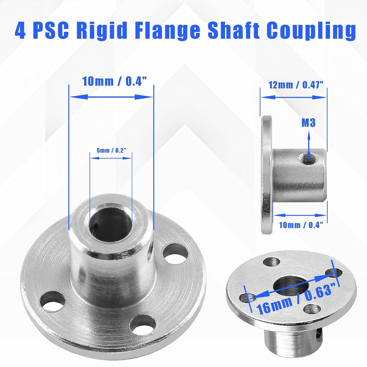Bivethoi Rigid Flange Shaft Coupling, 5mm, 4 Pcs