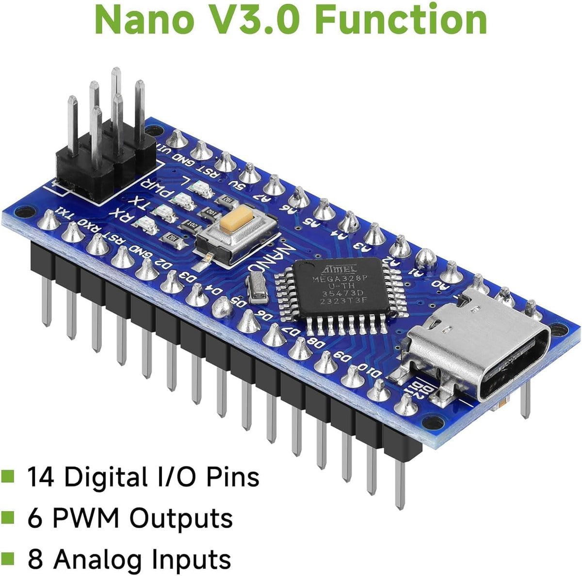 Nano V3.0 Board ATmega328P MCU CH340 USB-UART Chip 5pcs