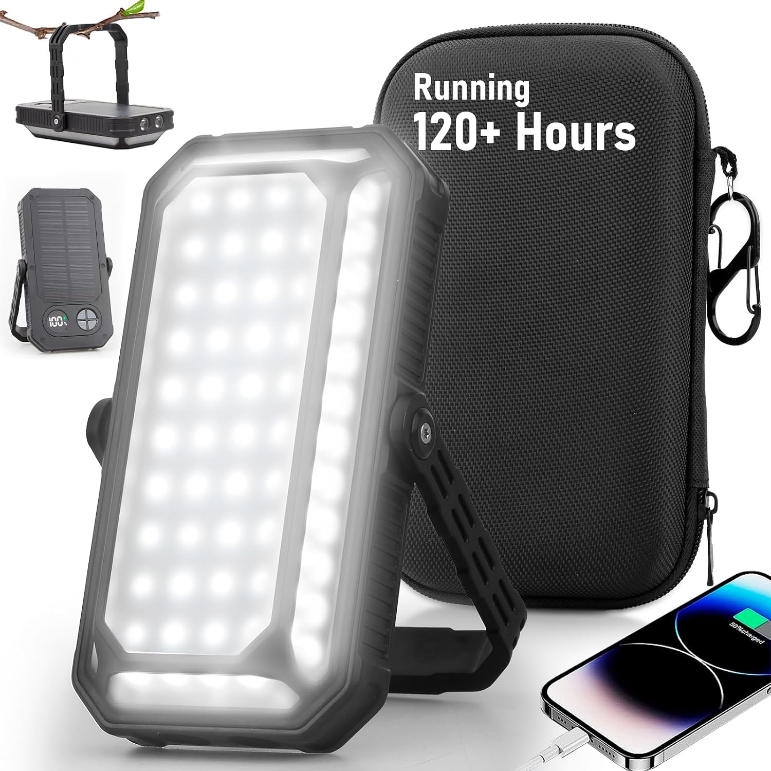 LED Camping Lantern Rechargeable, 10000mAh Portable Solar Camping Lights up to 120+ Hours, 12 Light Modes, Dimmable