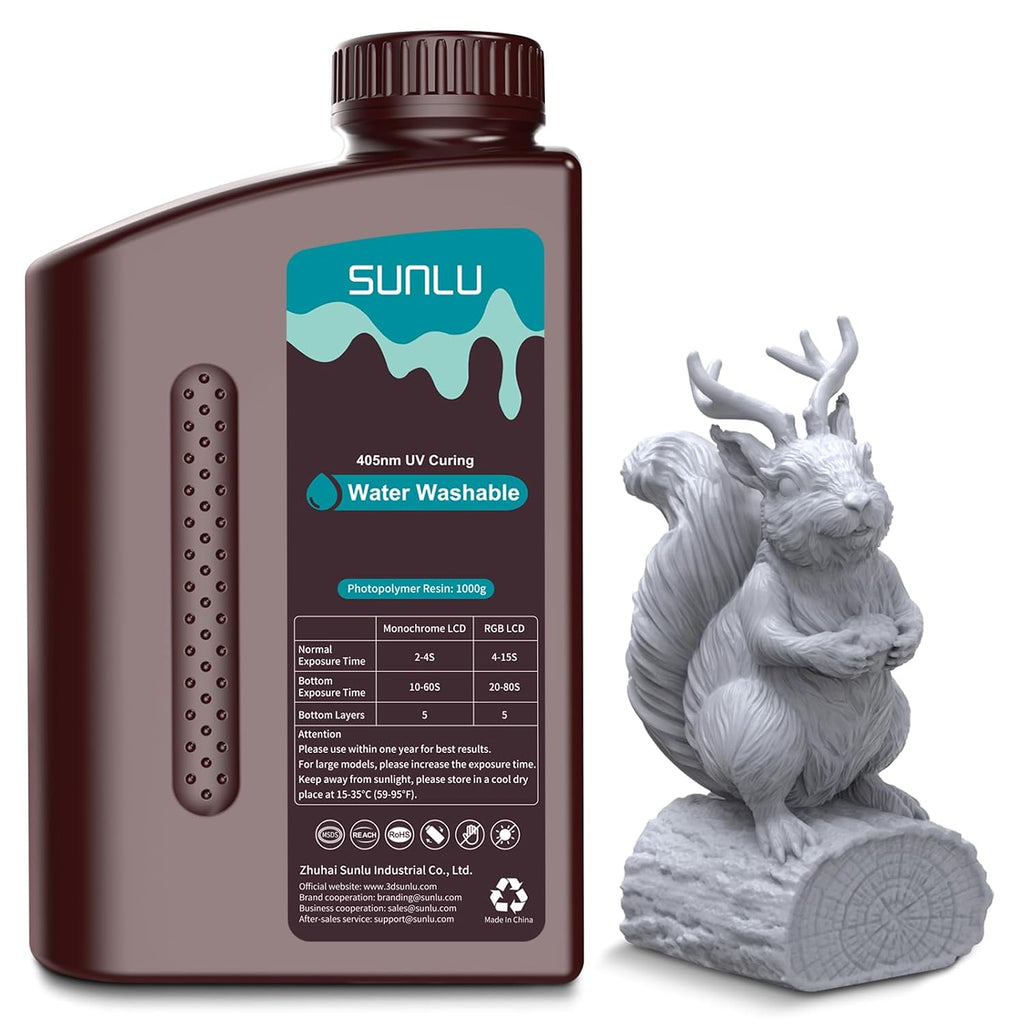 Water Washable Resin 1000g, Fast Curing 3D Printer Resin for LCD DLP SLA Resin 3D Printers, 395 to 405nm UV Curing 3D