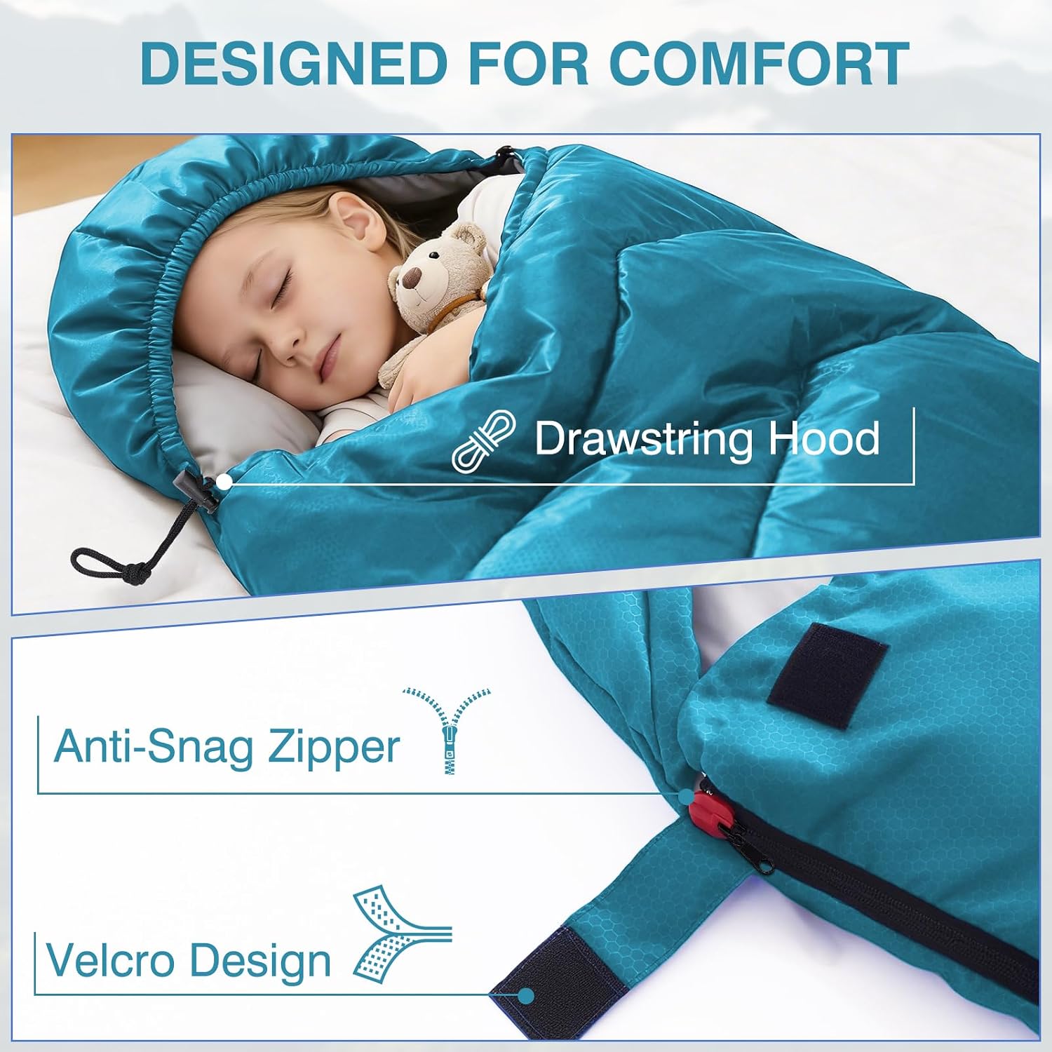 Sleeping Bags for Adults & Kids for Camping Hiking Trips Warm Cool Weather, Lightweight and Waterproof with