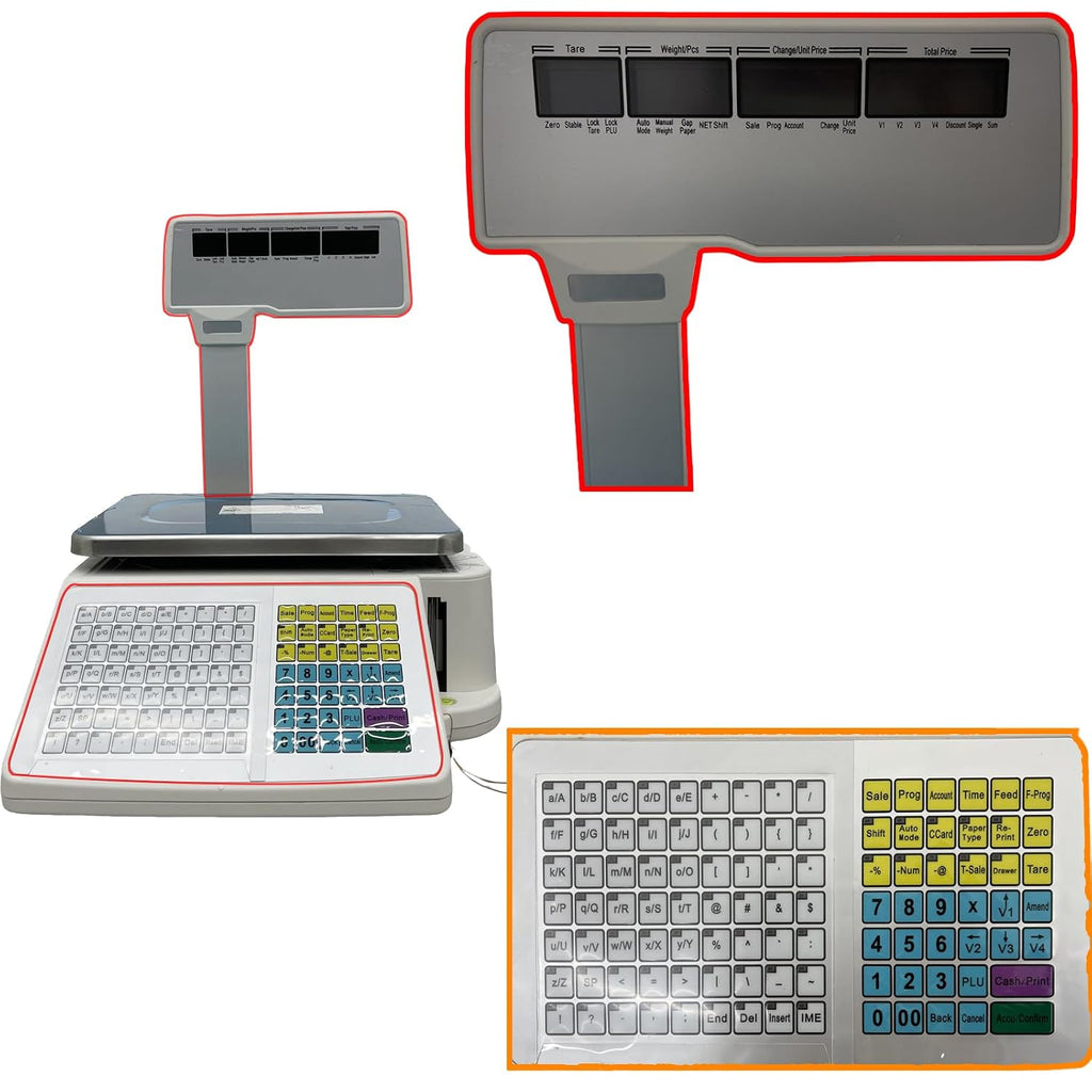 Four-Window with Vertical Pole Digital Price Computing Scale 33lb/15kg Thermal Printer with One Roll of Thermal Label