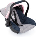 Design Dolls: Car Seat - Grey, Blue, Pink Butterfly - Fits Dolls Up to 18' Kids Pretend Play, Safety Belt, Sun